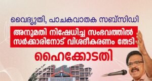 വൈദ്യുതി, പാചകവാതക സബ്സിഡി അനുമതി നിഷേധിച്ച സംഭവത്തില് സര്ക്കാരിനോട് വിശദീകരണം തേടി ഹൈക്കോടതി