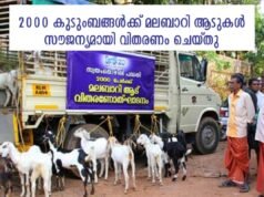 2000 കുടുംബങ്ങൾക്ക് മലബാറി ആടുകൾ സൗജന്യമായി വിതരണം ചെയ്തു