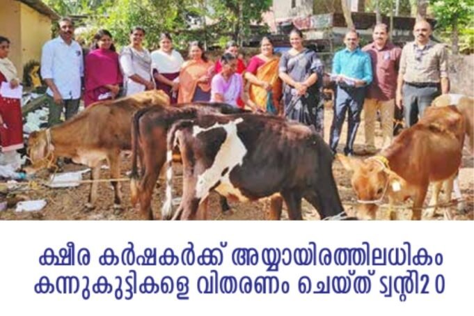 ക്ഷീര കര്ഷകര്ക്ക് അയ്യായിരത്തിലധികം കന്നുകുട്ടികളെ വിതരണം ചെയ്ത് ട്വന്റി20