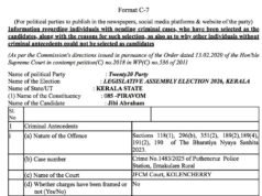 2026 നിയമസഭാ തിരഞ്ഞെടുപ്പുമായി ബന്ധപ്പെട്ട് തിരഞ്ഞെടുപ്പ് കമ്മീഷന്റെ മാനദണ്ഡപ്രകാരം പ്രസിദ്ധീകരിക്കുന്നത്.