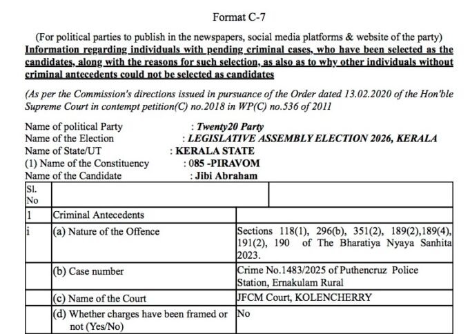 Information regarding individuals with pending criminal cases, who have been selected as the candidates, along with the reasons for such selection, as also as to why other individuals without criminal antecedents could not be selected as candidates
