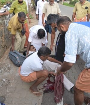 വാഹനാപകത്തിൽ പരിക്കേറ്റയാളെ ആശുപത്രിയിൽ എത്തിക്കാൻ നേതൃത്വം നൽകി എൻഡിഎ സ്ഥാനാർഥി ബാബു ദിവാകരൻ