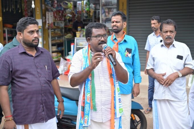 എന്.ഡി.എ സ്ഥാനാര്ത്ഥി ബാബു ദിവാകരന് സ്വീകരണമൊരുക്കി പാര്ട്ടി പ്രവര്ത്തകരും വോട്ടര്മാരും